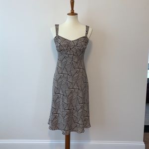 Ann Taylor Sz 0 Sleeveless Dress Brown/White w/Bow